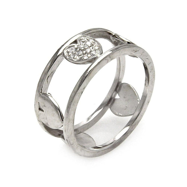 Silver 925 Rhodium Plated CZ Eternity Heart Ring - STR00252 | Silver Palace Inc.