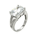 Closeout-Silver 925 Rhodium Plated Rectangular CZ Ring - STR00253 | Silver Palace Inc.