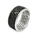 Silver 925 Rhodium and Black Rhodium Plated Pave Set Black CZ Ring - STR00256BLK | Silver Palace Inc.