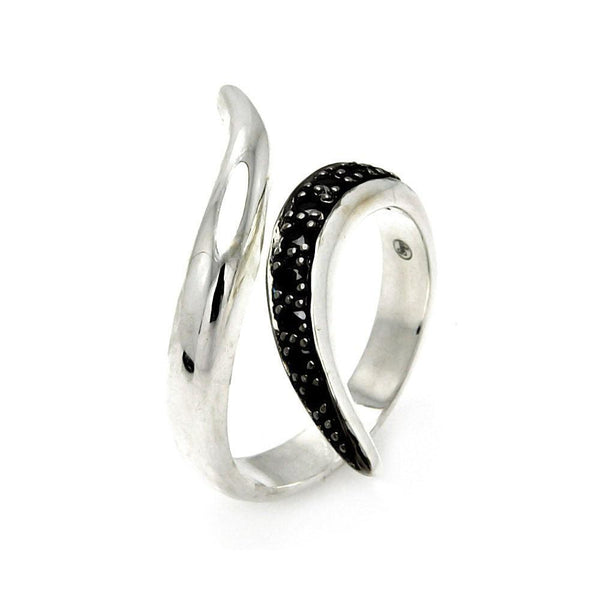 Closeout-Silver 925 Rhodium and Black Rhodium Plated Black CZ Ring - STR00260 | Silver Palace Inc.