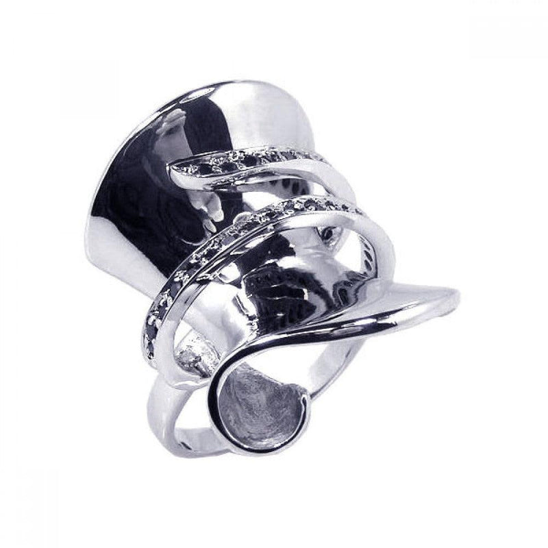 Closeout-Silver 925 Rhodium Plated CZ Wrap Ring - STR00315 | Silver Palace Inc.