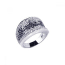 Closeout-Silver 925 Rhodium Plated Pave Set Black and Clear CZ Ring - STR00319 | Silver Palace Inc.