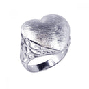 Closeout-Silver 925 Rhodium Plated Sand Blast Heart Ring - STR00326 | Silver Palace Inc.