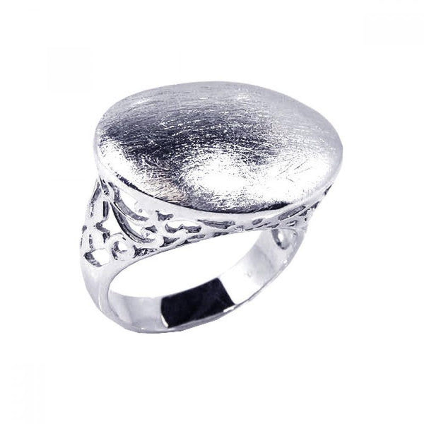 Closeout-Silver 925 Rhodium Plated Sand Blast Oval Ring - STR00327 | Silver Palace Inc.