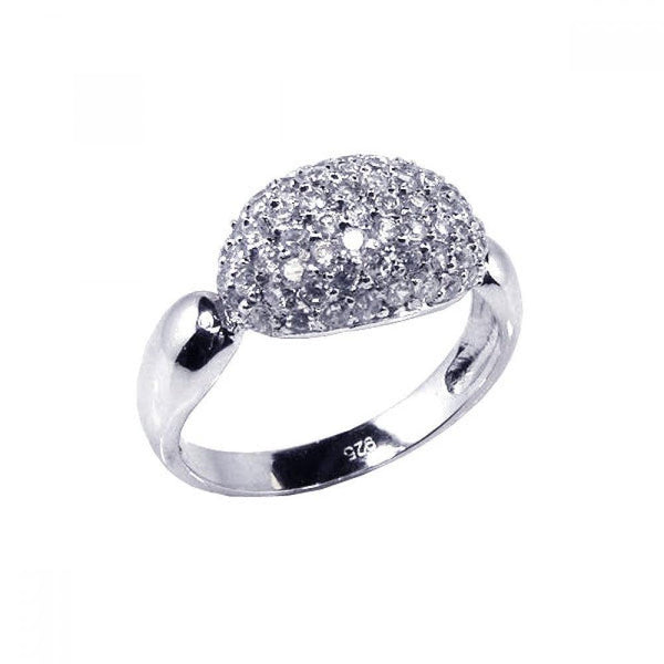 Closeout-Silver 925 Rhodium Plated Pave Set CZ Oval Ring - STR00351 | Silver Palace Inc.