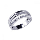 Silver 925 Rhodium Plated 3 Row CZ Ring - STR00352 | Silver Palace Inc.