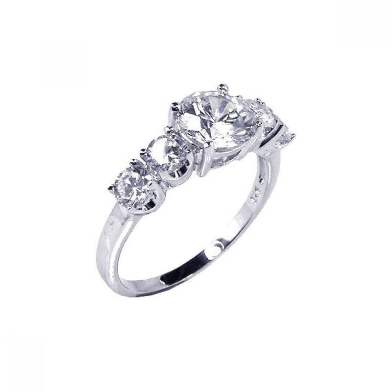 Silver 925 Rhodium Plated 5 Set CZ Stone Ring - STR00361 | Silver Palace Inc.