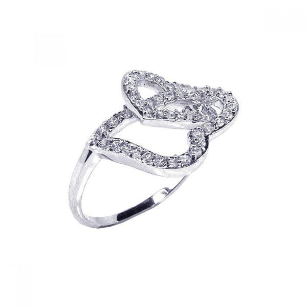 Silver 925 Rhodium Plated CZ Open Heart Ring - STR00364 | Silver Palace Inc.