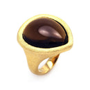 Closeout-Silver 925 Gold Plated Matte Finish Black Stone Ring - STR00379 | Silver Palace Inc.