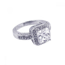 Closeout-Silver 925 Rhodium Plated Square Center Cluster CZ Ring - STR00401 | Silver Palace Inc.