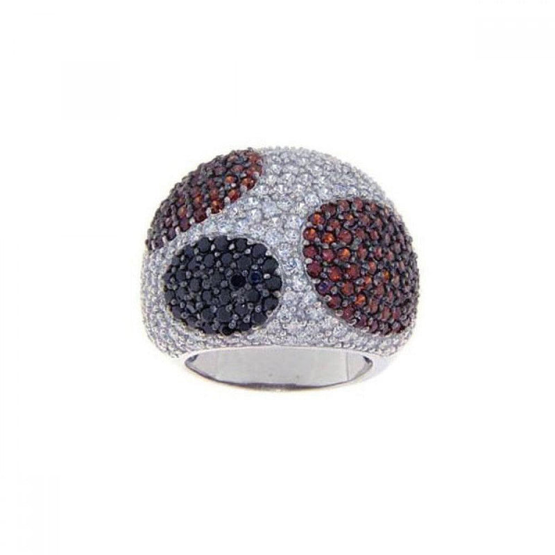 Closeout-Silver 925 Rhodium Plated Multi Color CZ Dome Ring - STR00435 | Silver Palace Inc.