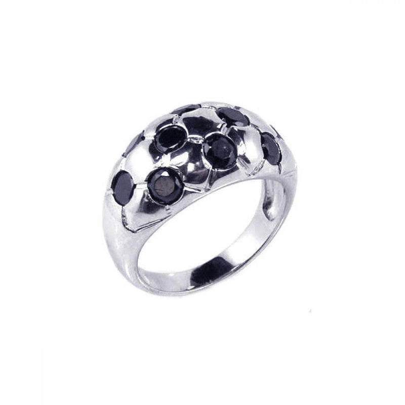 Closeout-Silver 925 Rhodium Plated Black CZ Dome Ring - STR00449 | Silver Palace Inc.