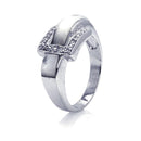 Silver 925 Rhodium Plated CZ Pearl Belt Buckle Ring - STR00506 | Silver Palace Inc.