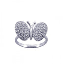 Silver 925 Rhodium Plated Pave Set CZ Butterfly Ring - STR00570 | Silver Palace Inc.