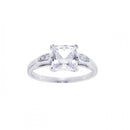 Silver 925 Rhodium Plated Clear Square Center CZ Ring - STR00580 | Silver Palace Inc.