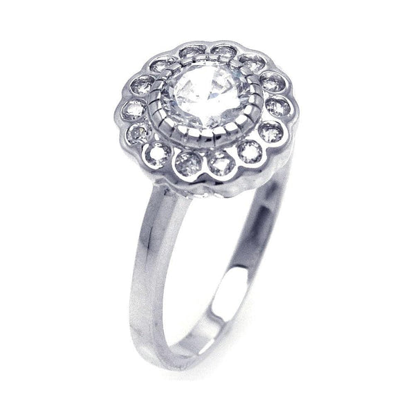 Closeout-Silver 925 Rhodium Plated Cluster Set CZ Ring - STR00583 | Silver Palace Inc.