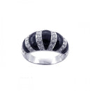 Closeout-Silver 925 Rhodium Plated Black Onyx CZ Stripe Ring - STR00590 | Silver Palace Inc.