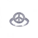 Silver 925 Rhodium Plated CZ Peace Sign Ring - STR00591 | Silver Palace Inc.