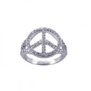 Silver 925 Rhodium Plated CZ Peace Sign Ring - STR00595 | Silver Palace Inc.
