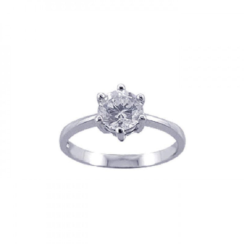 Silver 925 Rhodium Plated CZ Solitaire Ring - STR00598 | Silver Palace Inc.