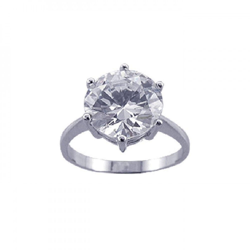 Silver 925 Rhodium Plated Large Center CZ Solitaire Ring - STR00600 | Silver Palace Inc.