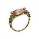 Silver 925 Rhodium and Gold Plated Champagne Center and Clear CZ Ring - STR00608 | Silver Palace Inc.