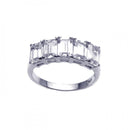 Closeout-Silver 925 Rhodium Plated Clear Baguette 5 Stone Set CZ Ring - STR00636 | Silver Palace Inc.