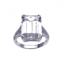 Silver 925 Rhodium Plated Large Clear Square CZ Ring - STR00637 | Silver Palace Inc.