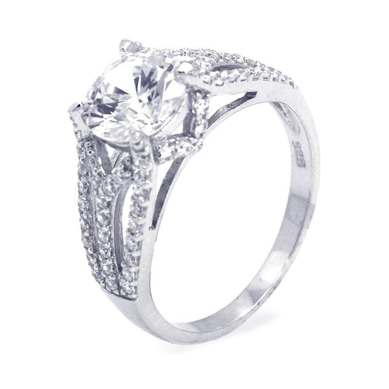 Silver 925 Rhodium Plated Clear Center CZ Ring - STR00646 | Silver Palace Inc.