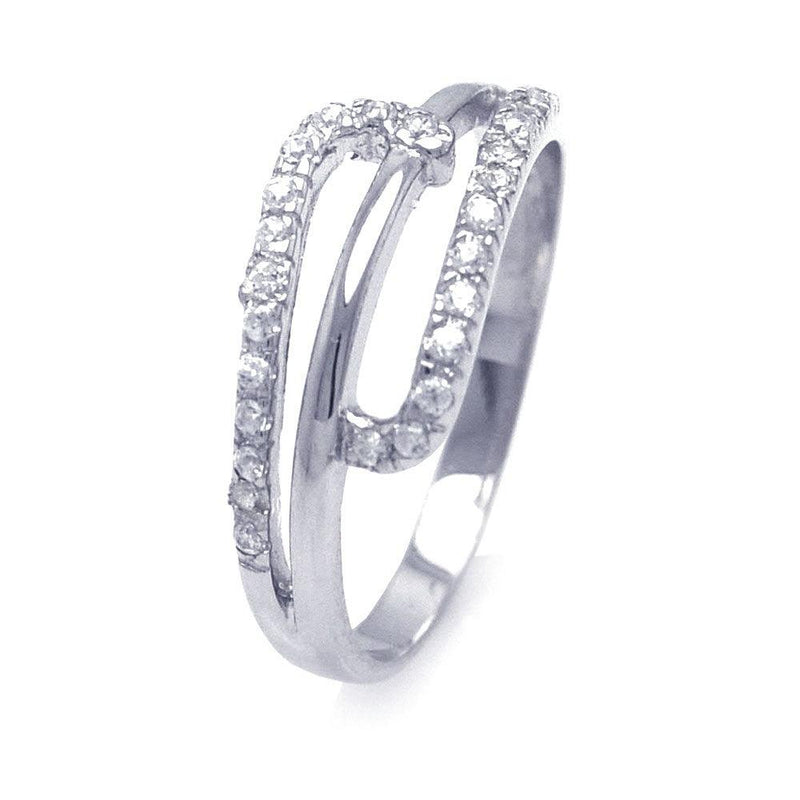 Closeout-Silver 925 Rhodium Plated CZ Attached Ring - STR00668 | Silver Palace Inc.