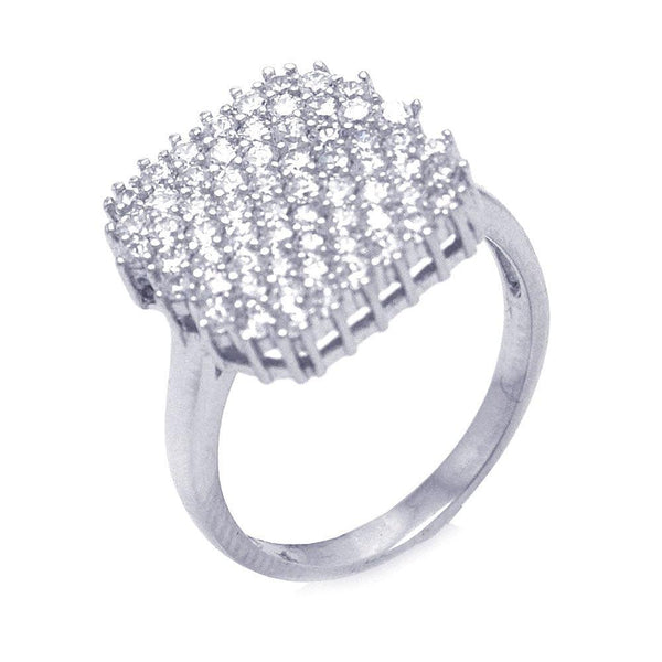 Closeout-Silver 925 Rhodium Plated Pave Set Square CZ Ring - STR00673 | Silver Palace Inc.
