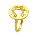 Closeout-Silver 925 Gold Plated CZ Smiley Face Ring - STR00685 | Silver Palace Inc.