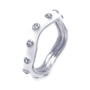 Closeout-Silver 925 Rhodium Plated White Enamel CZ Wavy Ring - STR00686 | Silver Palace Inc.