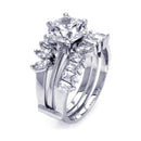 Silver 925 Black Rhodium Plated Black Center Clear Baguette Marquise CZ Ring - STR00757 | Silver Palace Inc.