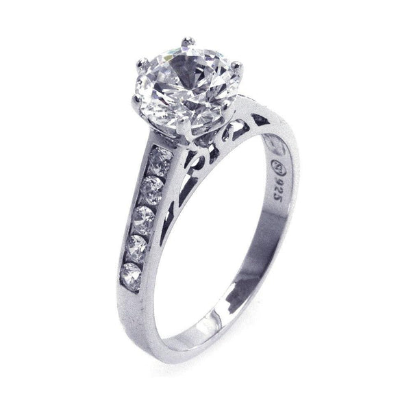 Silver 925 Black Rhodium Plated Round Black Center and Clear CZ Ring - STR00758 | Silver Palace Inc.