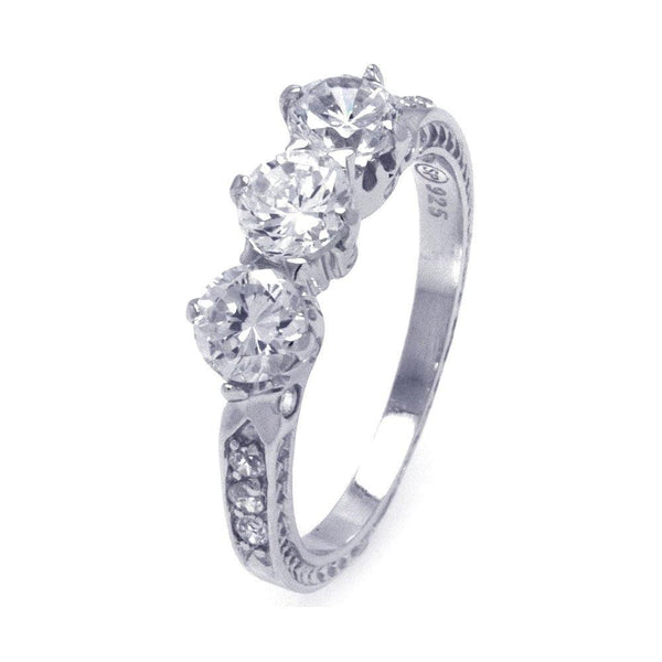 Silver 925 Rhodium Plated CZ Past Present Future Ring - STR00774 | Silver Palace Inc.