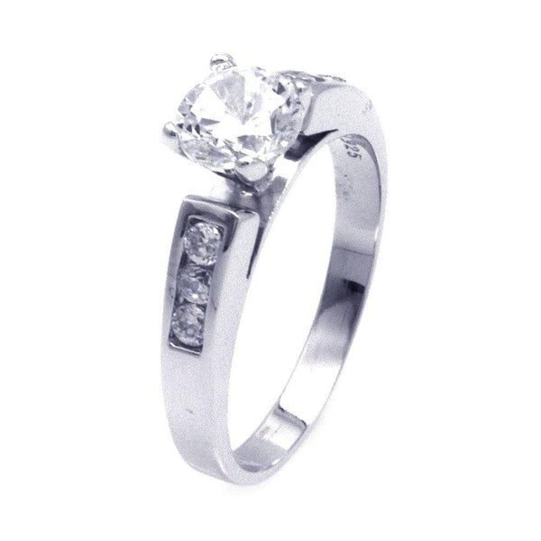 Silver 925 Rhodium Plated CZ Engagement Ring - STR00778 | Silver Palace Inc.