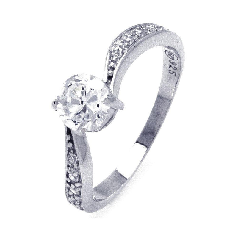 Silver 925 Rhodium Plated Channel Set CZ Wave Ring - STR00780 | Silver Palace Inc.