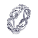 Silver 925 Rhodium Plated CZ Flower Eternity Ring - STR00786 | Silver Palace Inc.