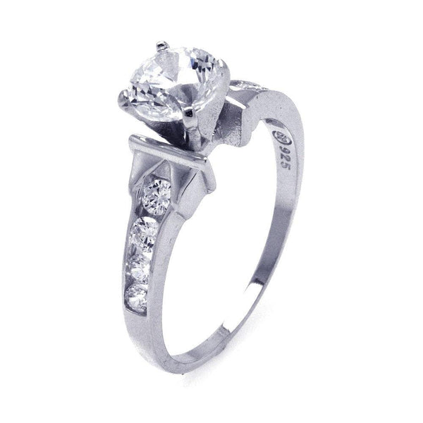 Silver 925 Rhodium Plated CZ Engagement Ring - STR00787 | Silver Palace Inc.