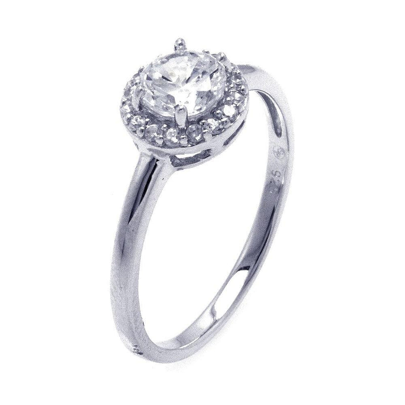 Silver 925 Rhodium Plated Round Clear Cluster CZ Ring - STR00821 | Silver Palace Inc.