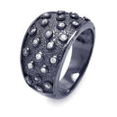 Silver 925 Black Rhodium Plated CZ Textured Cigar Band Ring - STR00825 | Silver Palace Inc.