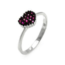 Silver 925 Rhodium Plated Red Round CZ Heart Ring - STR00905 | Silver Palace Inc.