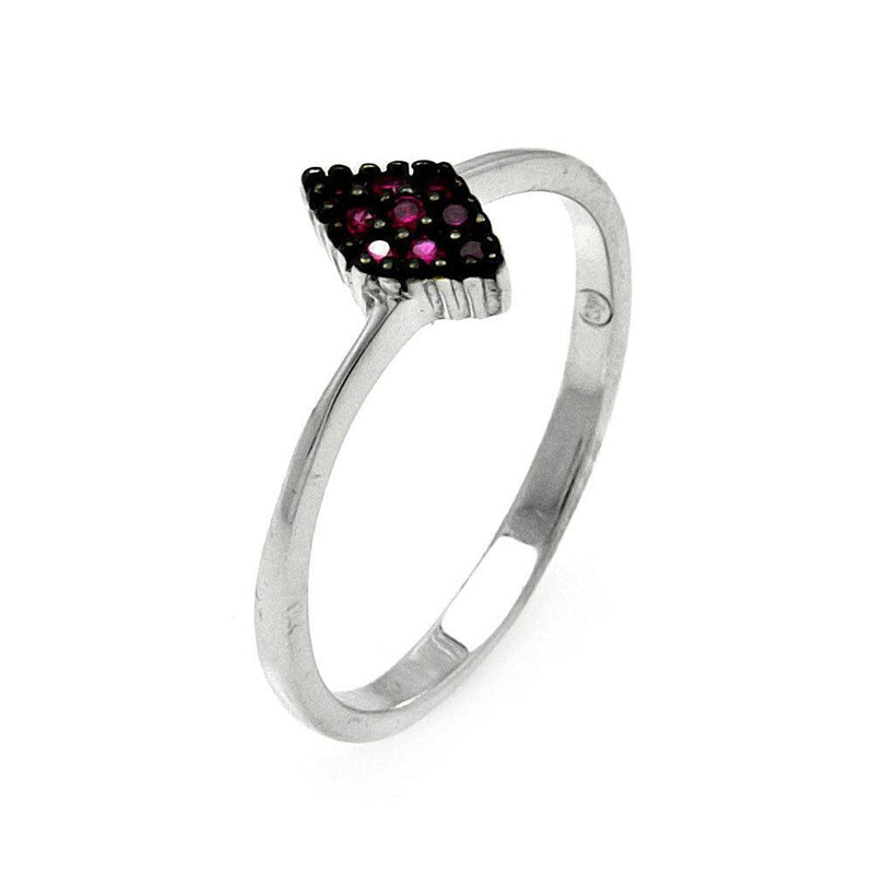 Silver 925 Rhodium Plated Small Red CZ Marquis Ring - STR00907 | Silver Palace Inc.