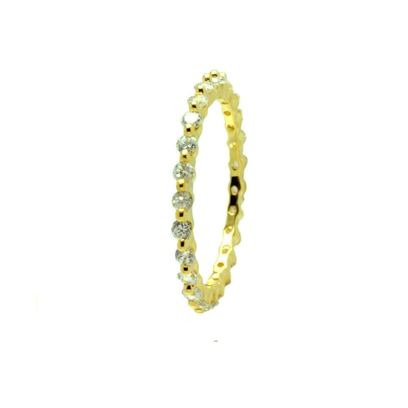 Silver 925 Gold Plated Clear CZ Stackable Eternity Ring - BGR00728 | Silver Palace Inc.