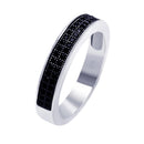 Silver 925 Rhodium Plated Half Micro Pave Black CZ Ring - ACR00052 | Silver Palace Inc.