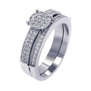 Silver 925 Rhodium Plated Micro Pave CZ Bridal Wedding Ring Set - ACR00053 | Silver Palace Inc.