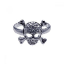 Silver 925 Rhodium Plated Clear CZ Skull Cross Bone Toe Ring - CZTR10 | Silver Palace Inc.