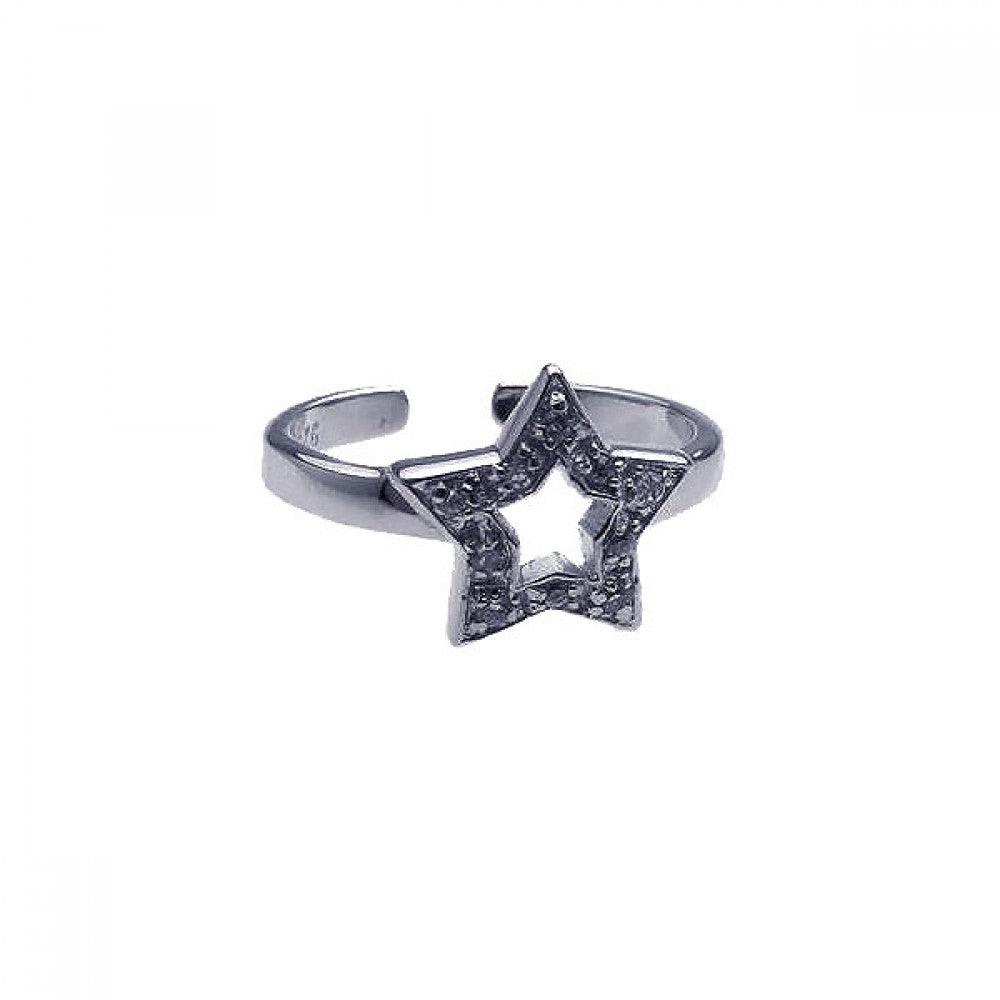 Silver 925 Rhodium Plated Clear CZ Star Toe Ring - CZTR11 | Silver Palace Inc.