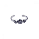 Silver 925 Rhodium Plated 3 Set Clear CZ Toe Ring - CZTR5 | Silver Palace Inc.